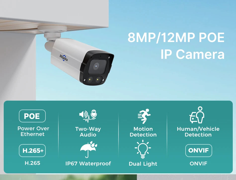 12MP POE IP Security Camera with Vehicle Detection