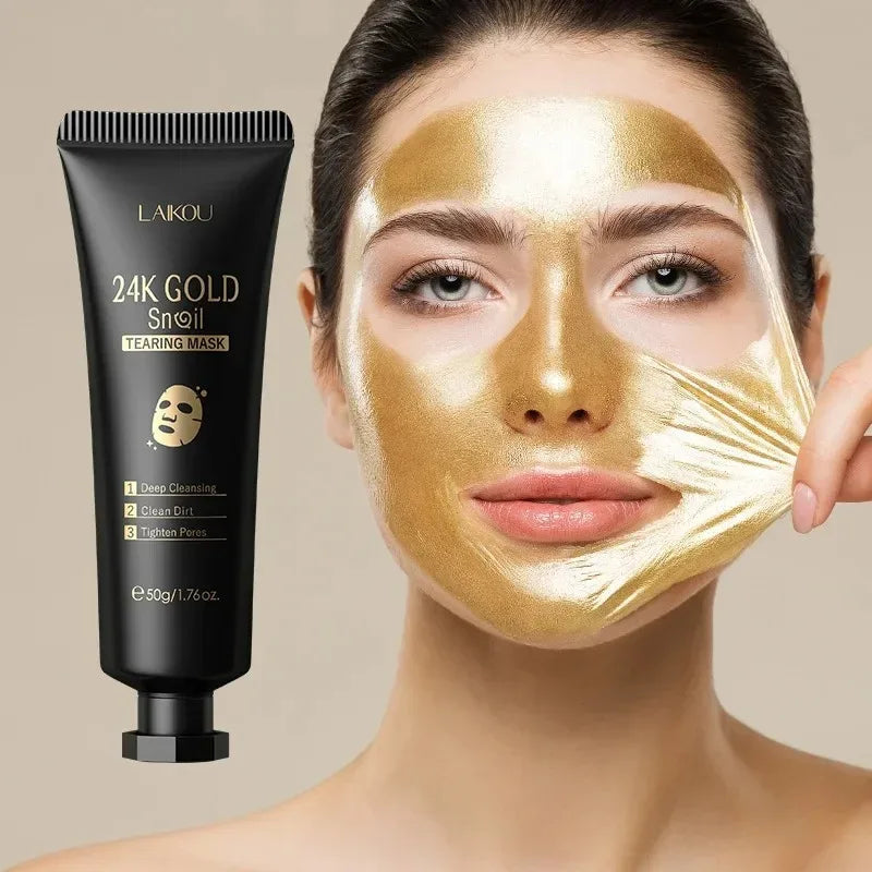 1/2/3pcs LAIKOU 24K Gold Snail Collagen Peel Off Tearing Face Mask Deep Cleansing Remove Blackhead Face Care Tear Off Mask 
