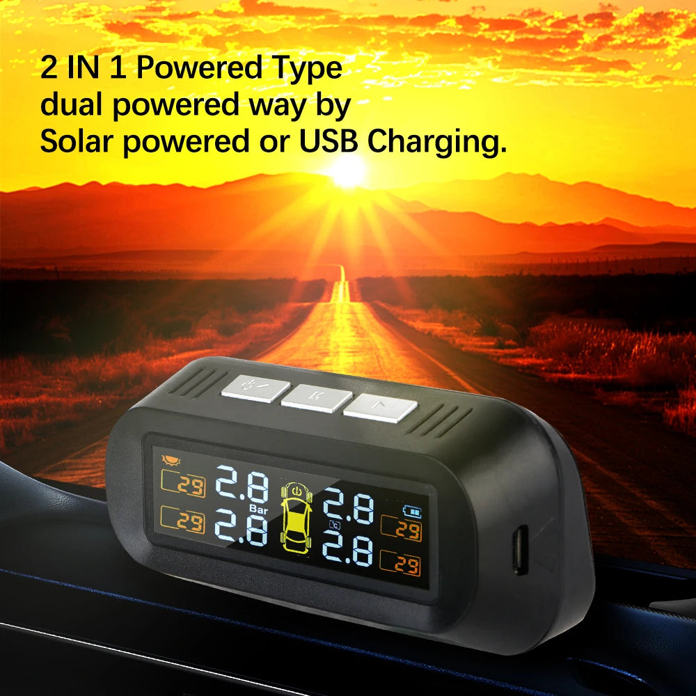 Solar TPMS Tire Pressure Monitoring System with External Sensors