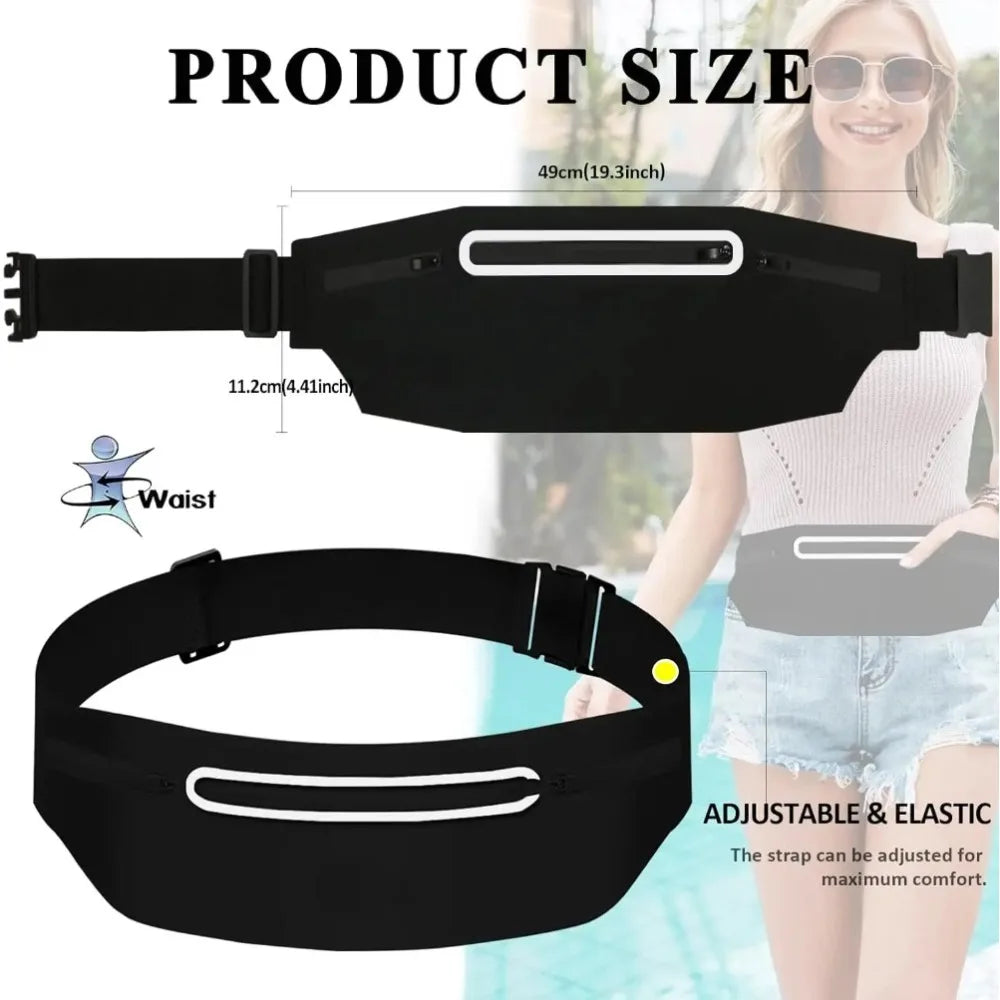 Waterproof Running Waist Pack Adjustable Belt Men Women Slim Running Bags Portable Outsides Jogging Gym Sports Cell Phone Pouch 