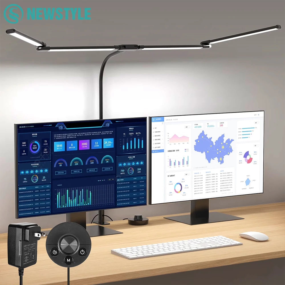 Verstelbare LED-bureaulamp met klem en automatische dimfunctie
