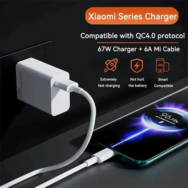 USB Wall Charger with USB-C Cable, EU Plug Options