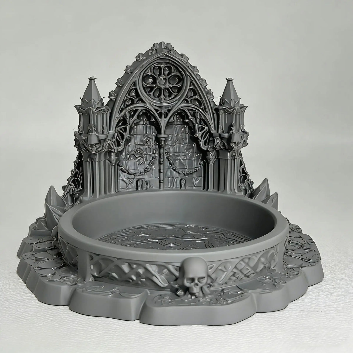 3D Printed Gothic Castle Jewellery Tray in Black or Grey