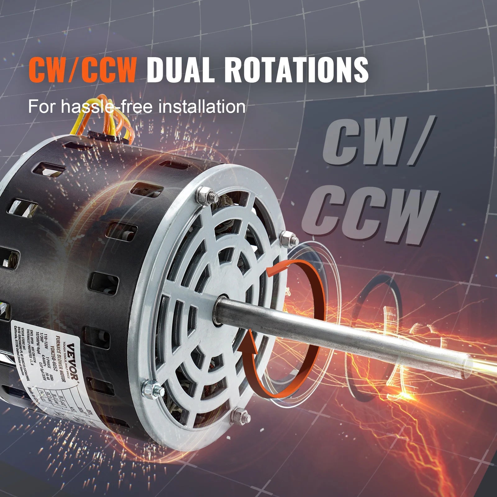 Motor ventilátoru topení 1/3 HP 1075 ot./min 4 rychlosti 48 rám Reverzibilní