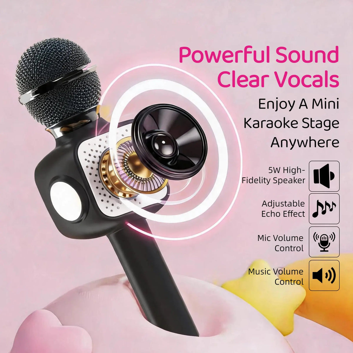 6-in-1 Karaoke Microphone with Bluetooth Speaker