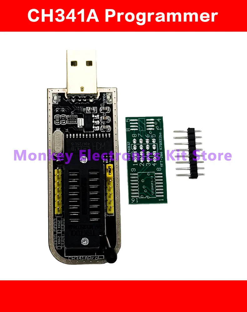 CH341 USB-flashprogrammer en adapteropties