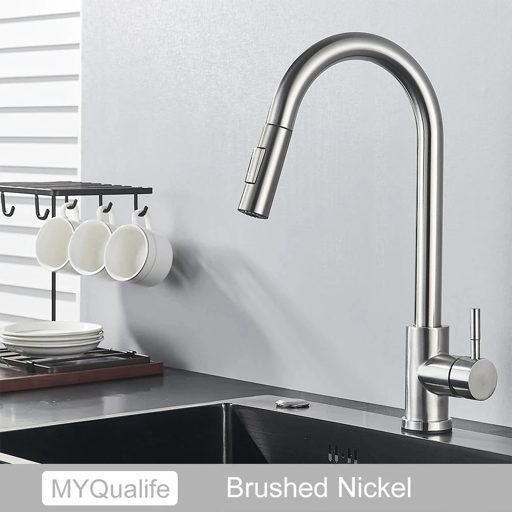 Black Kitchen Faucet with Pull-Out Dual-Function Spray