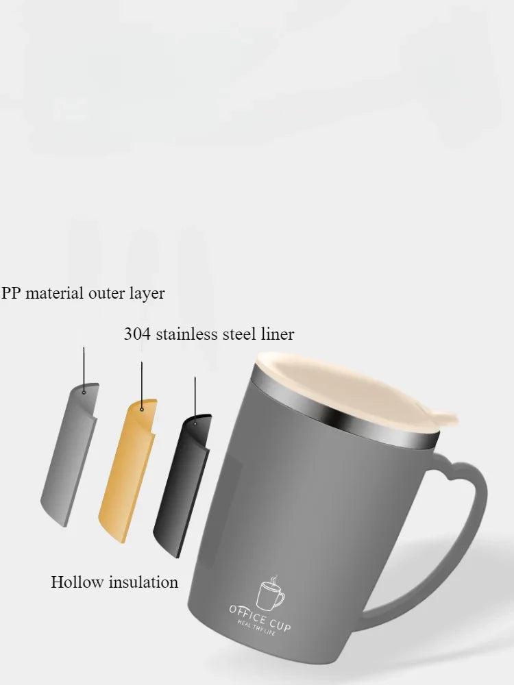 Portable Thermal Water Bottle 350ml Thermos Mug 304 Stainless Steel Coffee Cup with Handle Leak-Proof Vacuum Flask Insulated Cup 