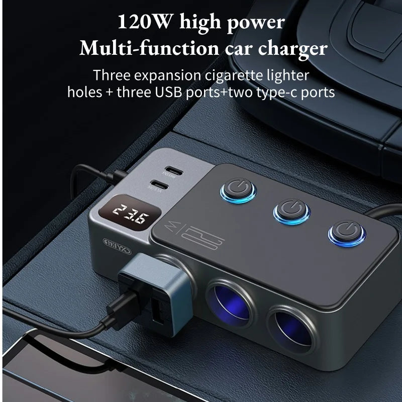 Car Cigarette Lighter Splitter Adapter with Multi-Port USB Charging