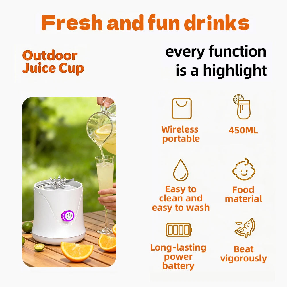 USB-C Rechargeable Portable Blender Cup, 450 ml