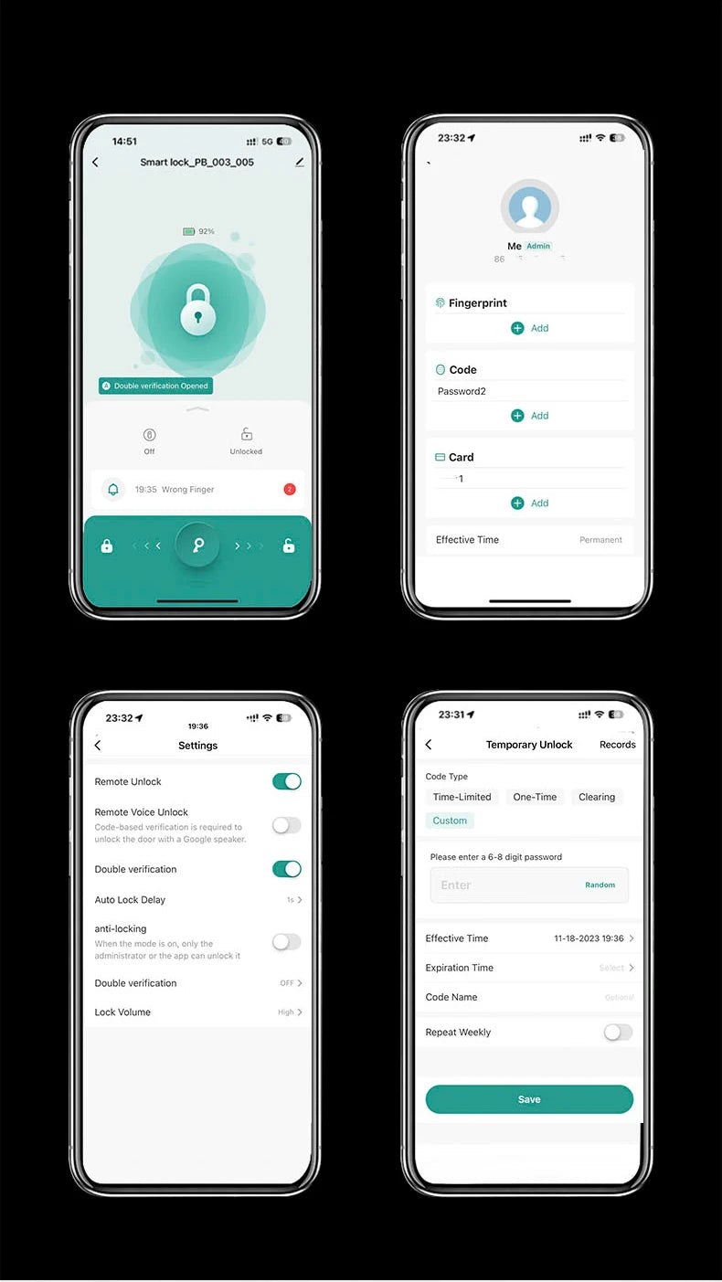 RAYKUBE M5 Tuya BLE Smart Fingerprint Door Lock Digital Electronic Lock with Password/Key/IC Card/ Smartlife/ Tuya APP Unlock 
