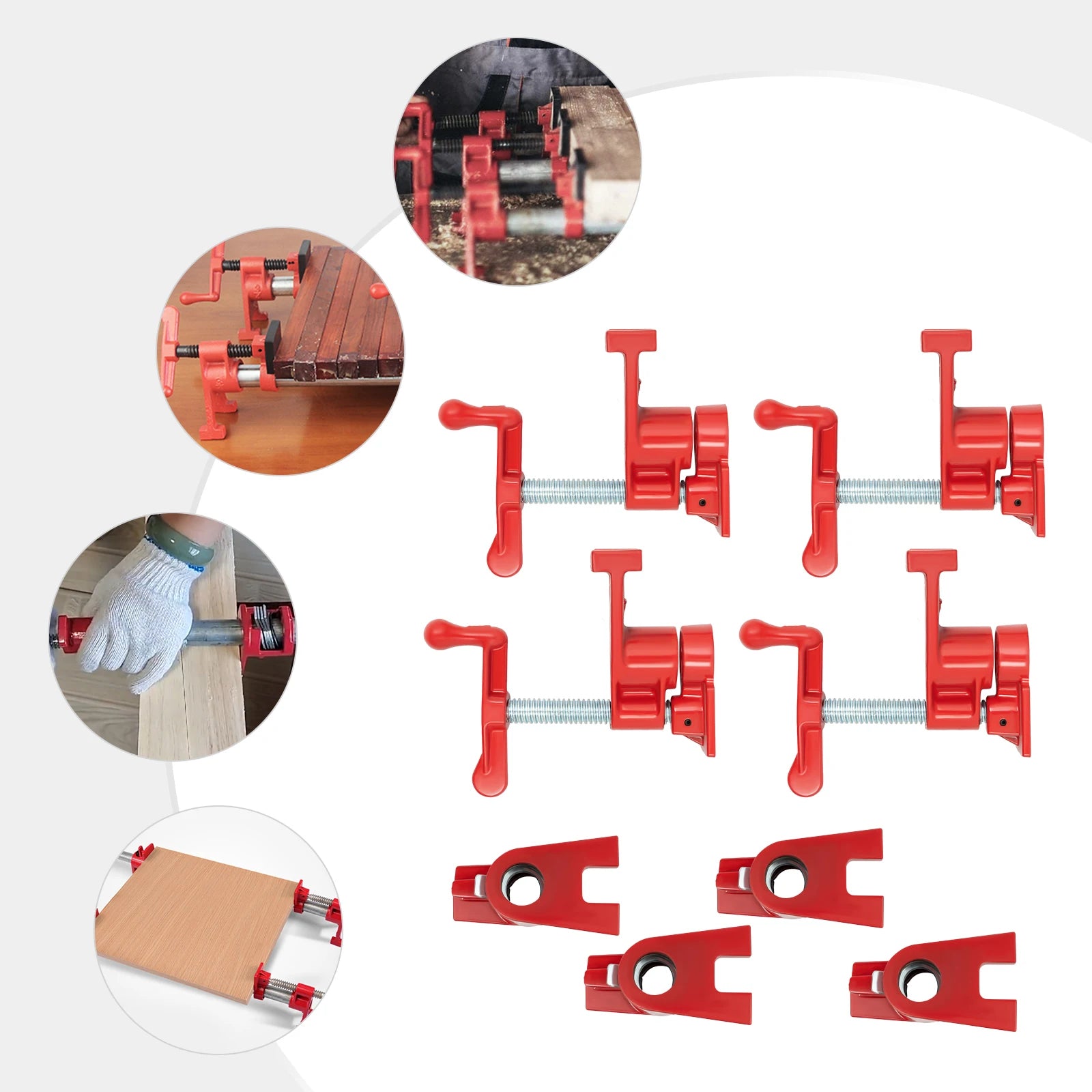 4-Pack 3/4 Inch Wood Gluing Pipe Clamp Set