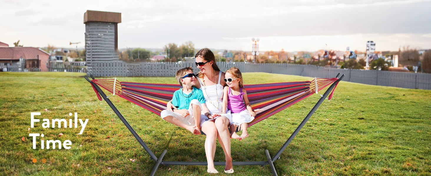 Adjustable Hammock with Stand, 600lb Capacity and Carry Bag