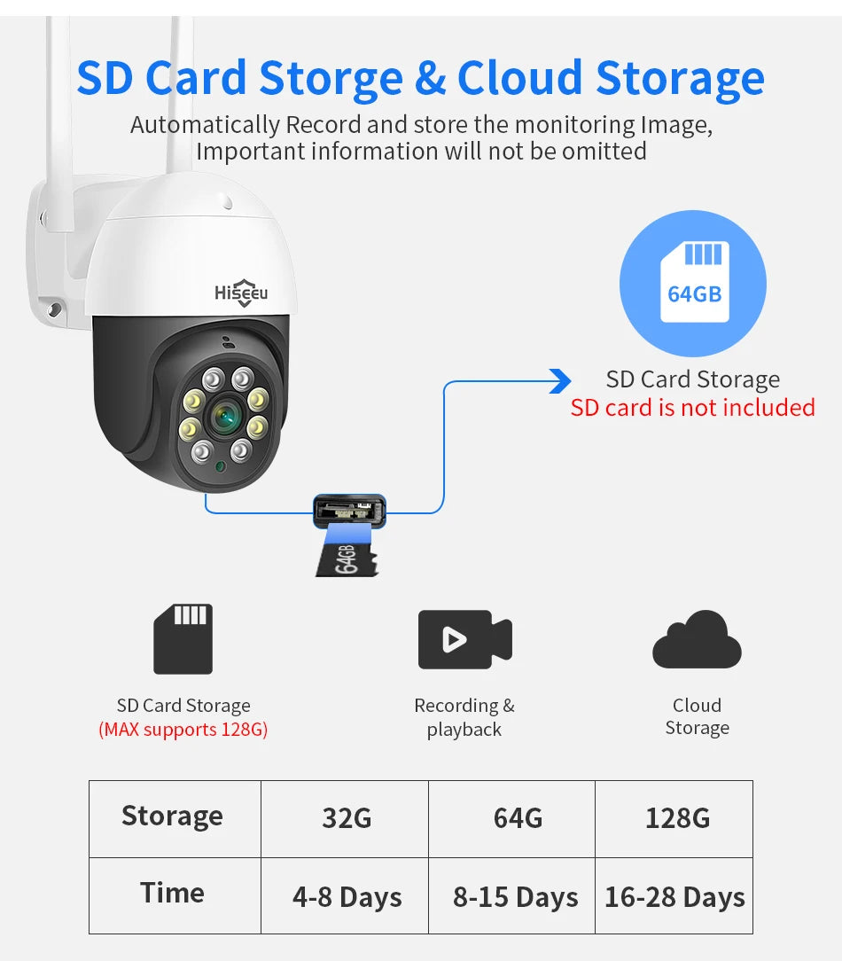 2MP PTZ WiFi Smart Security Camera with Human Detection