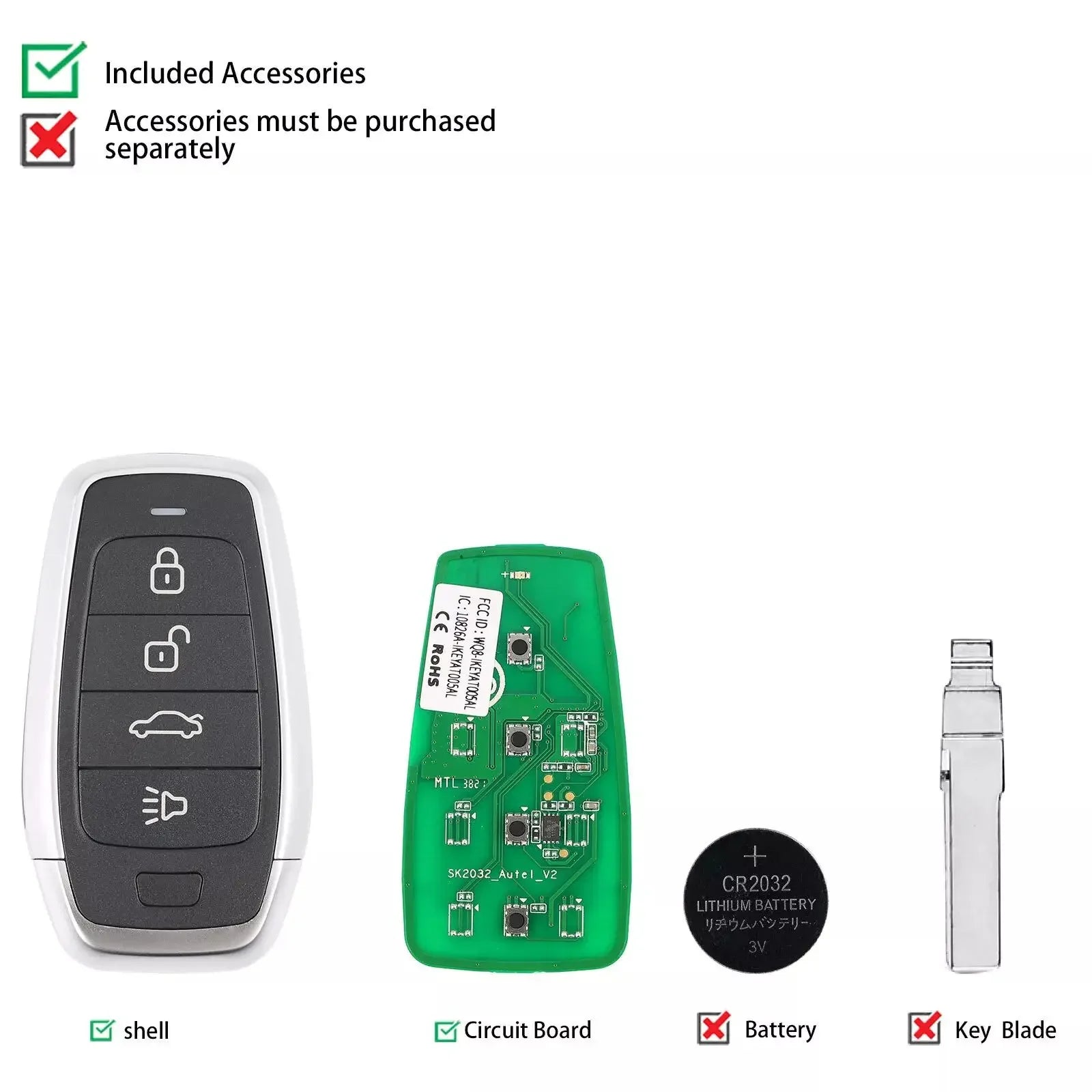 Autel IKEYAT004CL 4-Button Universal Smart Car Key for KM100