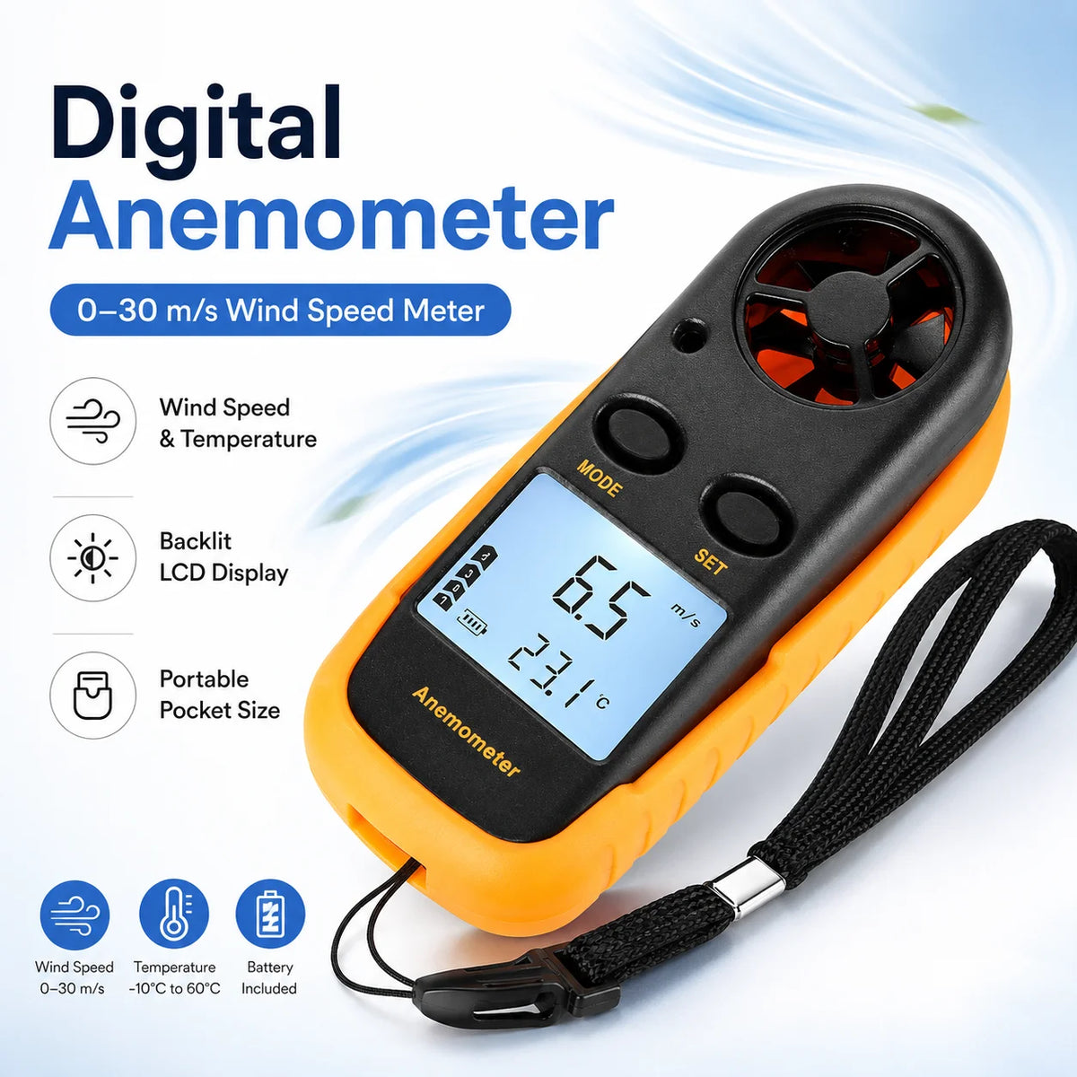 GM816 Digital Wind Speed and Temperature Meter