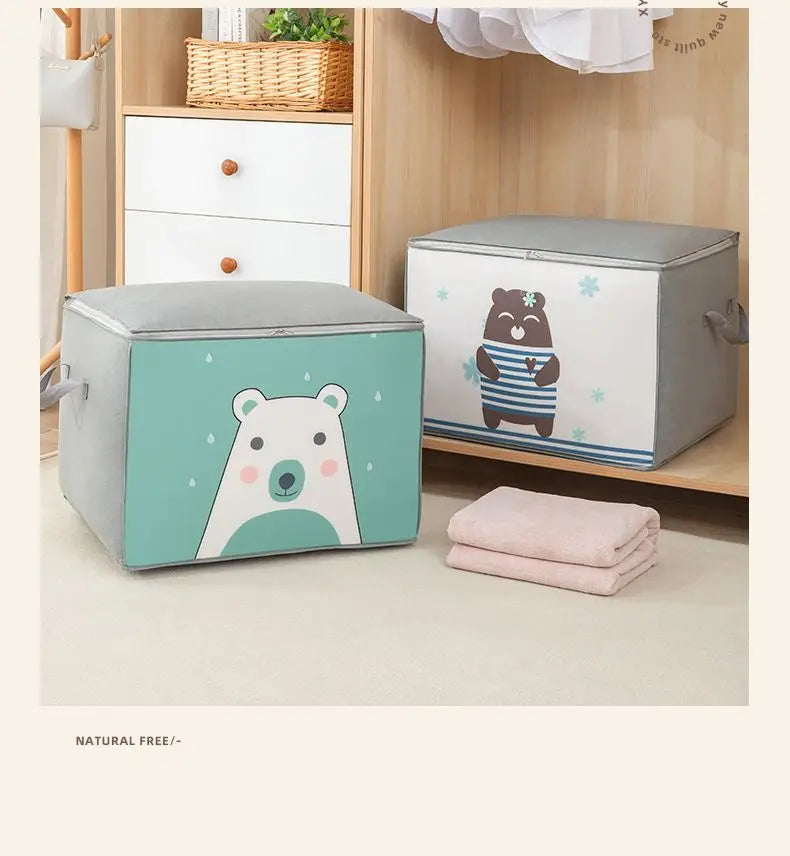 1pc Large Capacity Clothes Storage Bag Organizer With Reinforced Handle For Blankets Bedding Foldable With Zipper Storage Bag 