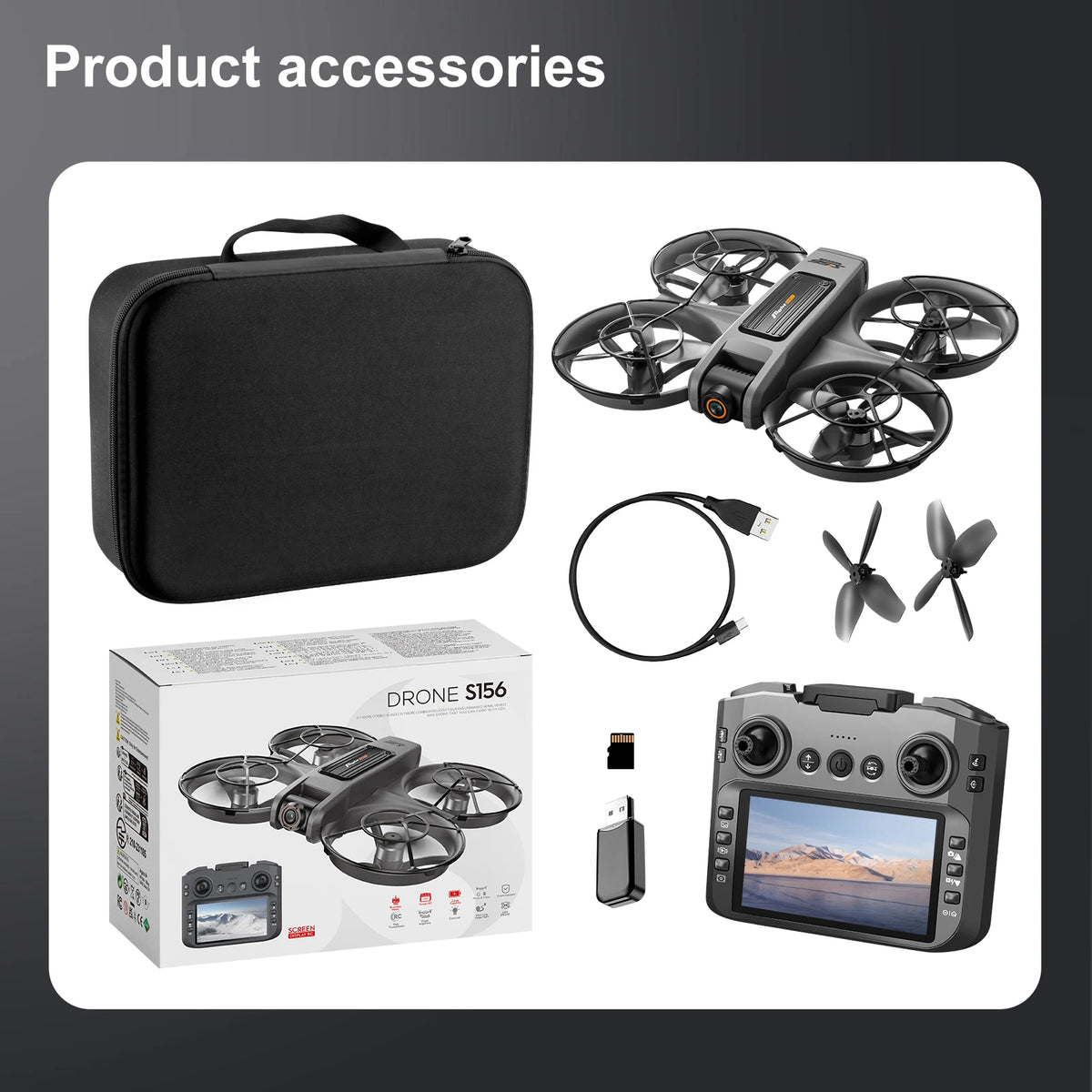 2026 New S156 Quadcopter Aircraft Drone 8K Professional Camera Drone 5G WIFI FPV 4.5 Inch Large Screen Remote Control RC Dron
