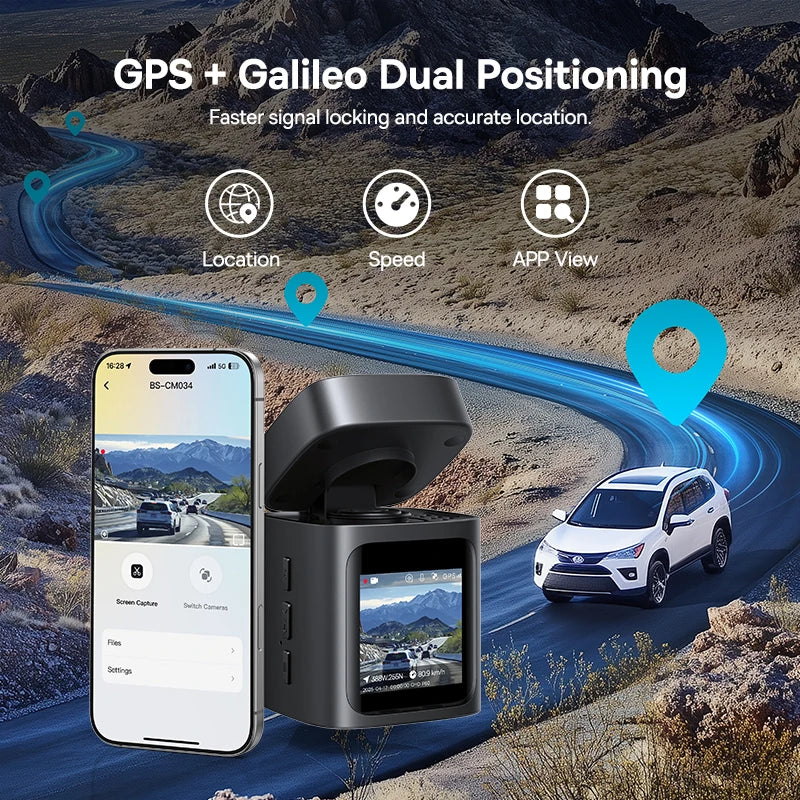Baseus 3K Dash Cam VD1 Front and Rear Cam HD Built-in GPS Galileo Supercapacitor Car DVR Car Camera Recorder Support 24H Parking 
