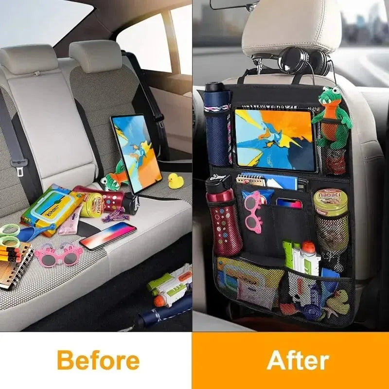 Car Seat Organizer Multifunctional Oxford Fabric Car Back Multi Pocket Storage Bag with Tablet Holder Protector for Kids 