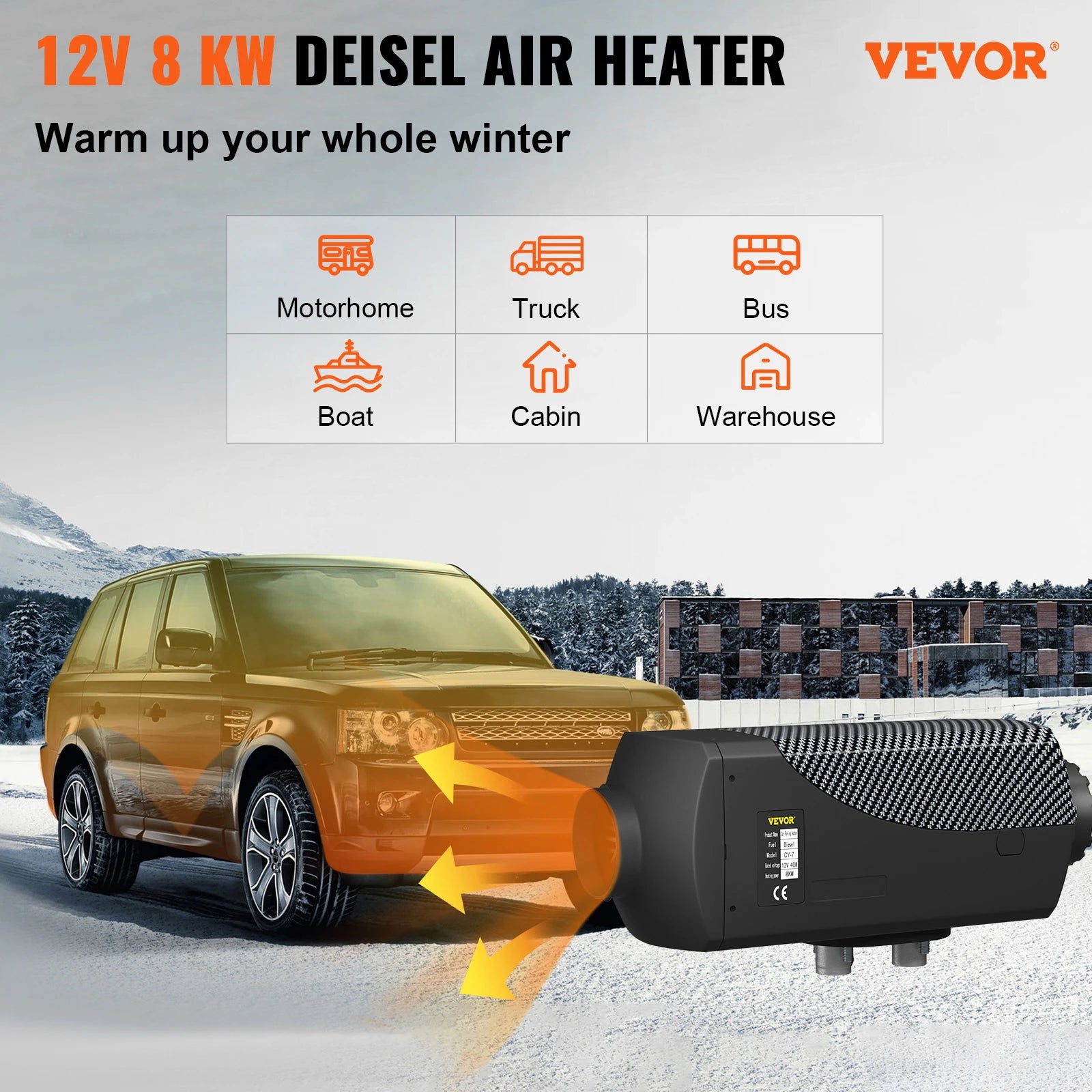 Αερόθερμο Diesel 8KW 12V με Τηλεχειριστήριο & Οθόνη LCD για Οχήματα