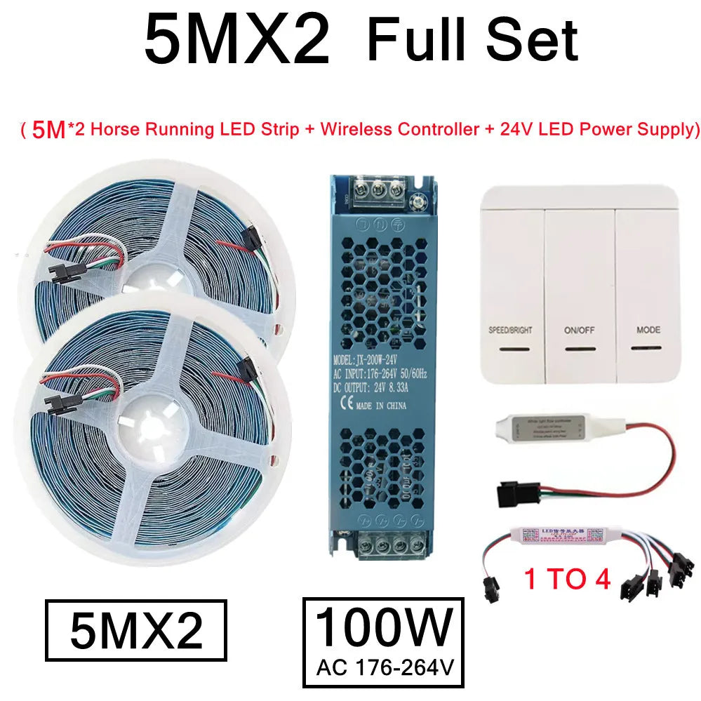 24 V Flowing LED Strip - Controller and Kit Options