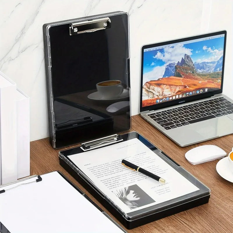 Storage Clipboard with Clear Top Panel and Two Boxes