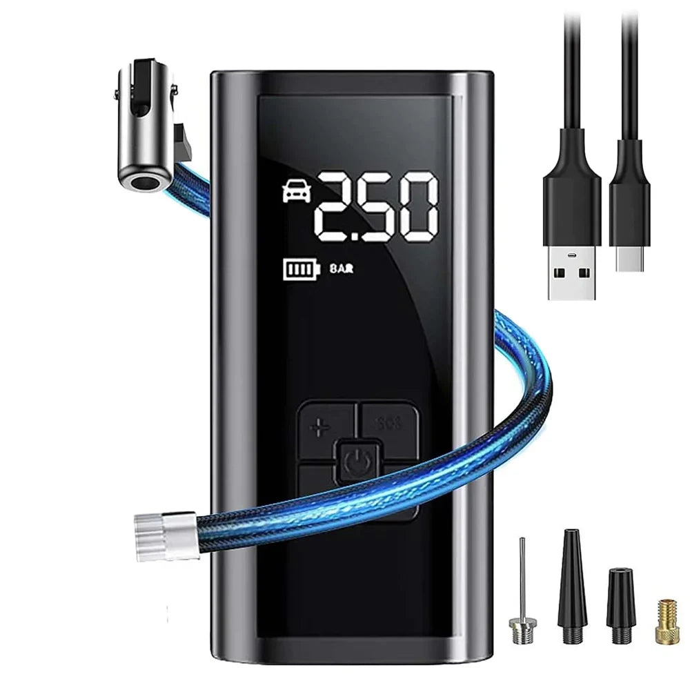 EAFC Portable Tire Inflator Rechargeable Electric Inflator For Car Bicycle Digital Air Compressor Football Ball Inflator Pump 