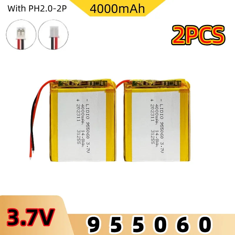 Batterie LiPo rechargeable 955060 3,7 V, PH à 2 broches