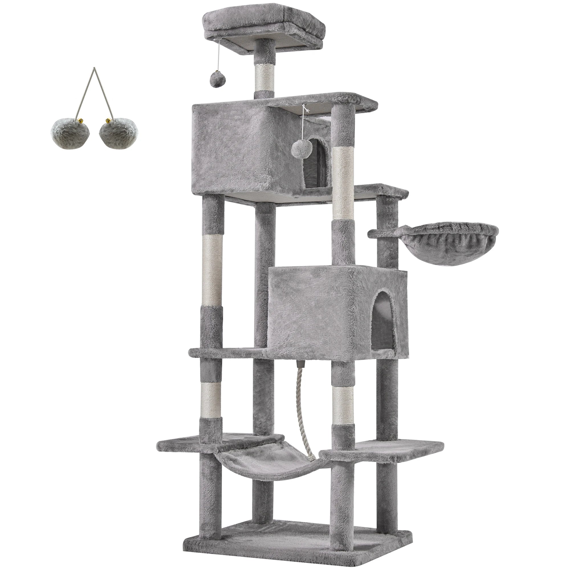 66-Inch Multi-Level Cat Tree Tower with Condo, Hammock & Scratching Posts