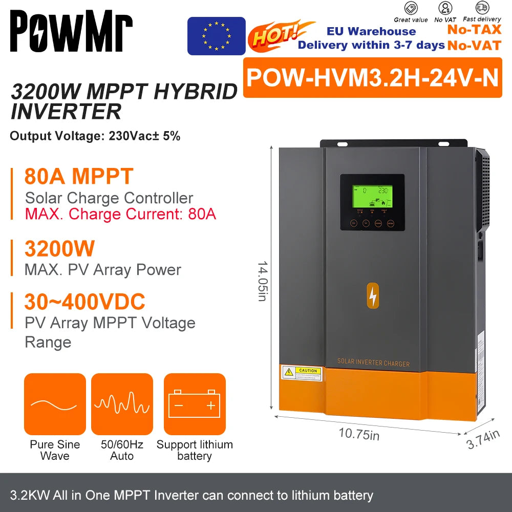 Inverter Solare Ibrido PowMr con Controller MPPT