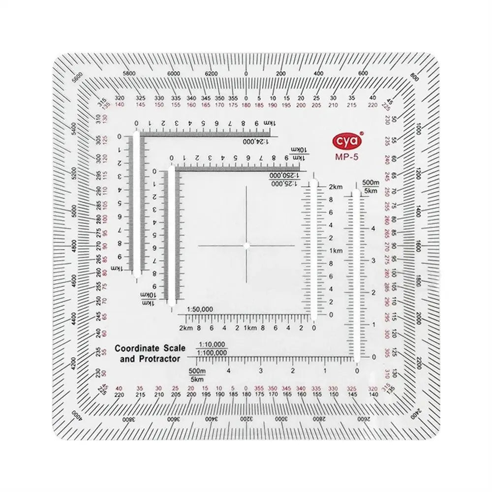 Acrylic Map Protractor and Coordinate Ruler