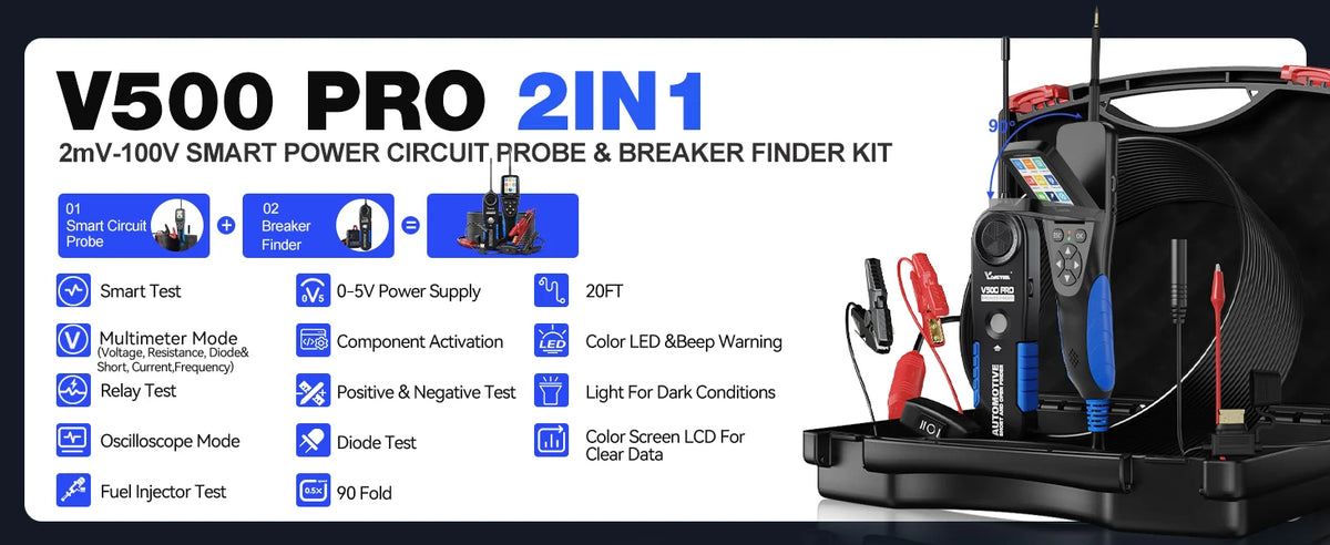 VDIAGTOOL V500PRO Autóipari áramkör tesztelő 12V/24V jármű power áramkör vizsgáló, breaker kereső eszköz nyitott áramkör detektor