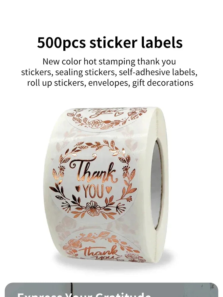 500pcs Monogrammed Floral Thank You Stickers