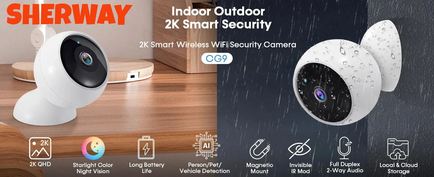 Κάμερα Ασφαλείας 2K 5MP WiFi με Ανίχνευση AI και Νυχτερινή Όραση