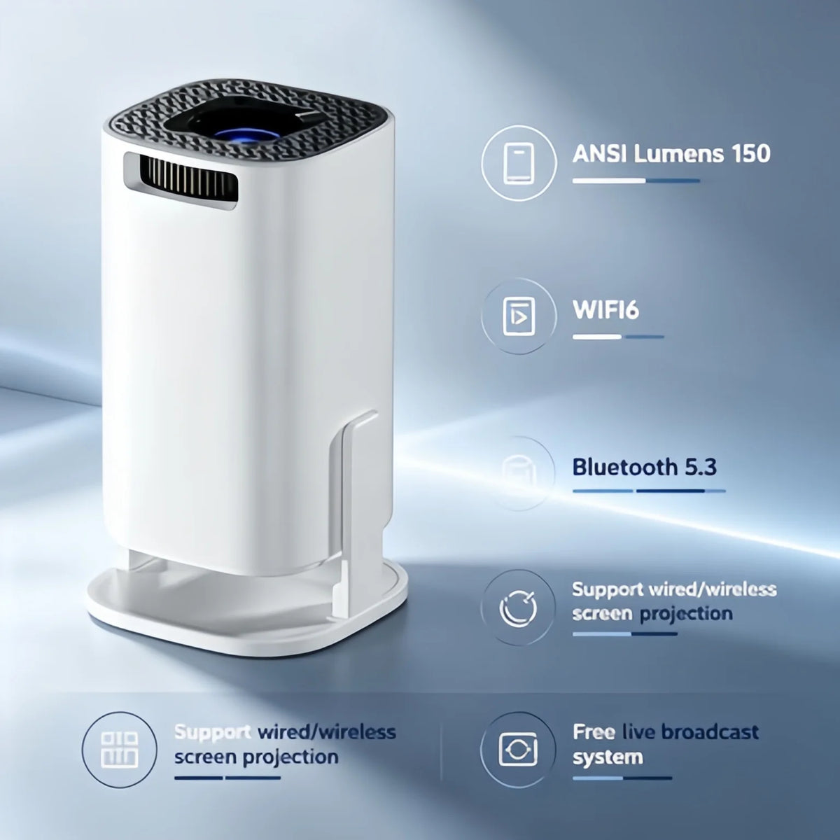 Portable 720p Projector with Wireless Casting