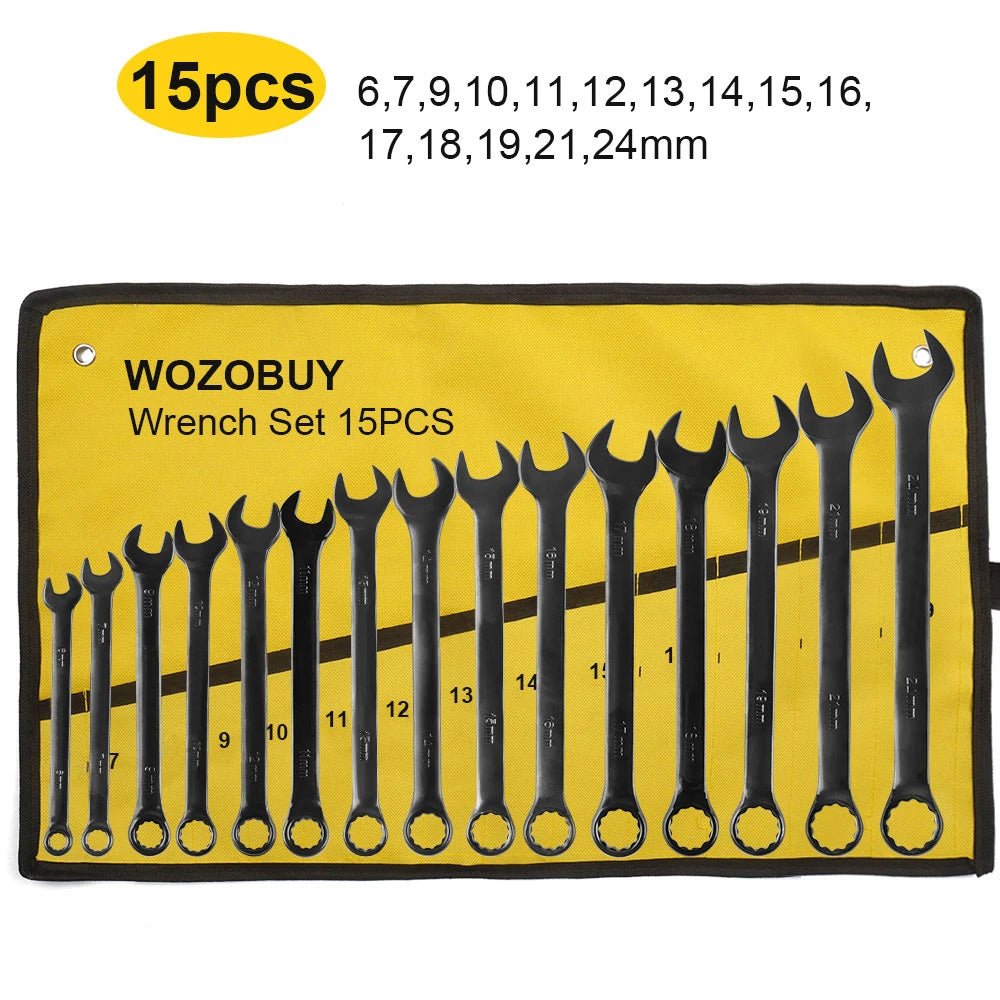 Metric Combination Wrench Set with Bag