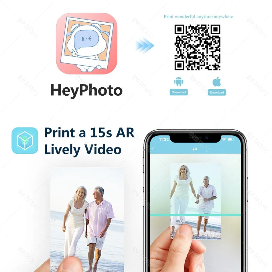 MT53 Color Photo Portable Printer Mobile Phone Mini Handheld Pocket Wifi Bluetooth Printing Machine 2x3 inch Sticky-Backed Paper 