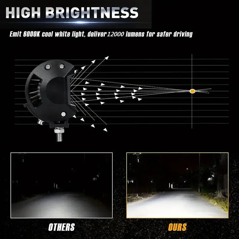 2pcs 60W LED Work Light Bar Spot Flood Combo light Pods Offroad Fog Lamp for SUV ATV UTV LED Light Bar