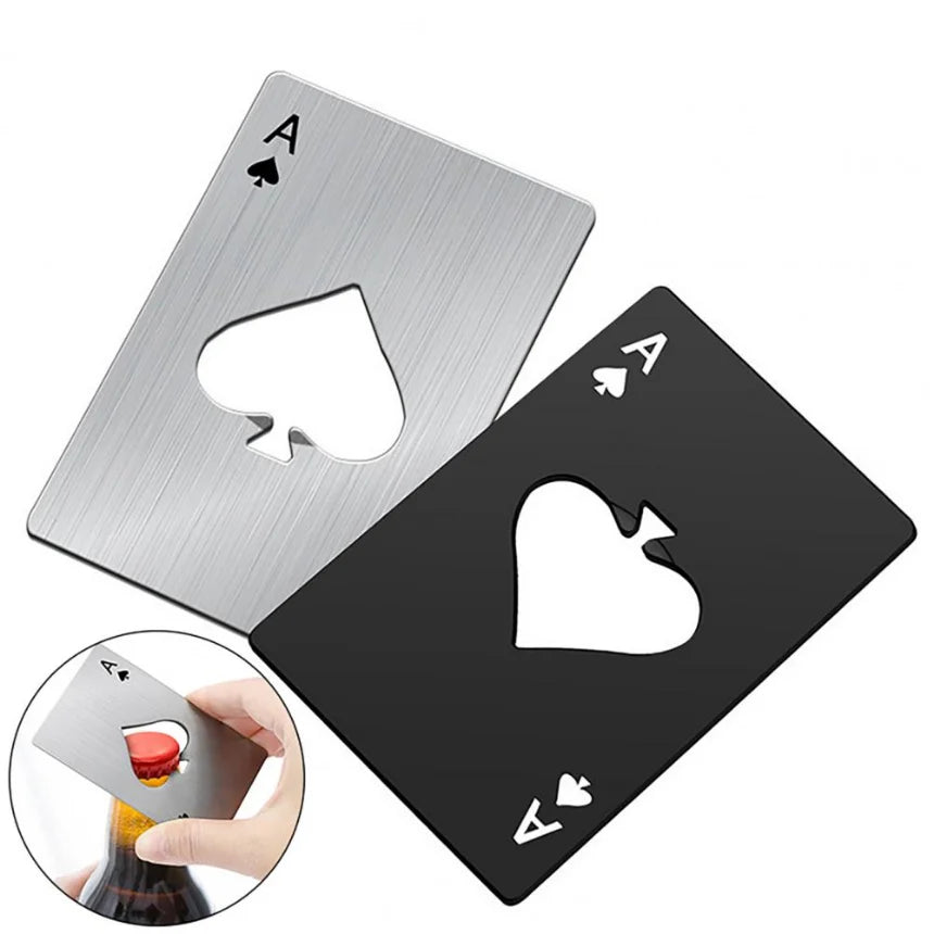 1Pcs Creative Poker Shaped Bottle Can Opener Stainless Steel Credit Card Size Bar Restaurant Beer Metal Opening Tool Gift 