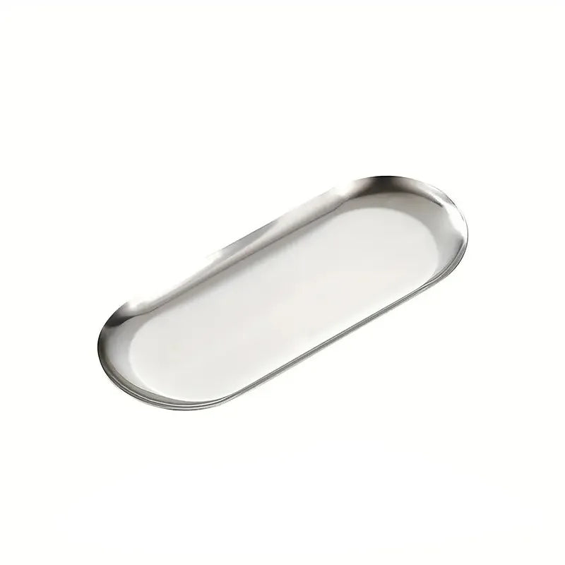 Tabuleiro decorativo e de arrumação oval em metal