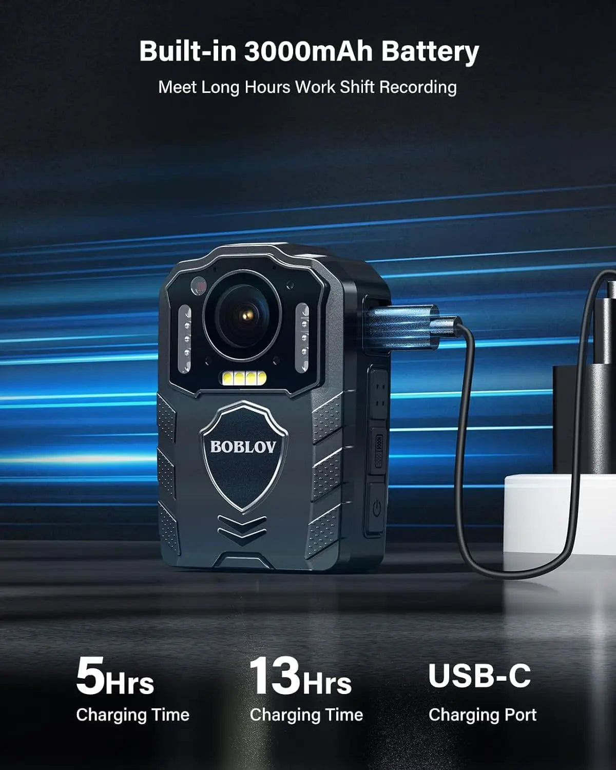 Câmara Corporal 1080P com Visão Noturna e Bateria de 3000mAh