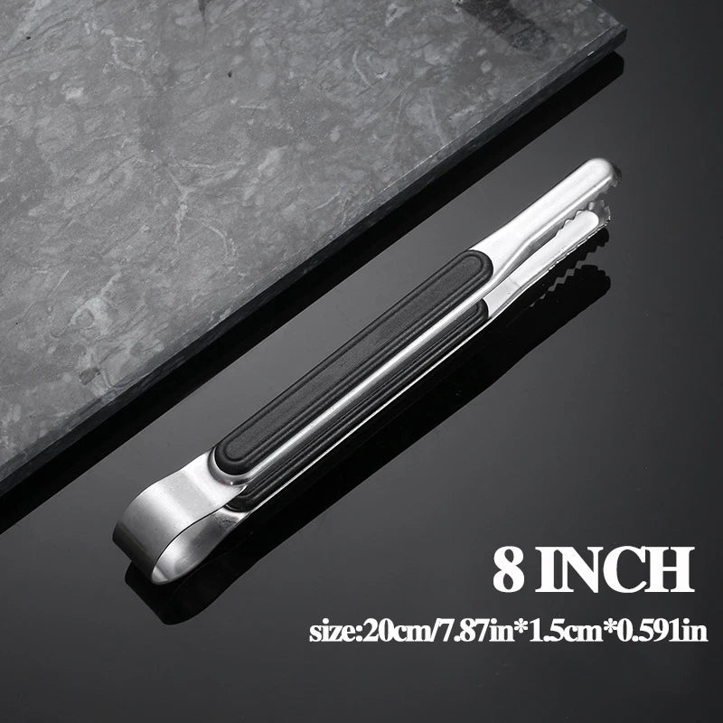 Pince de cuisine en acier inoxydable, poignée rouge ou noire