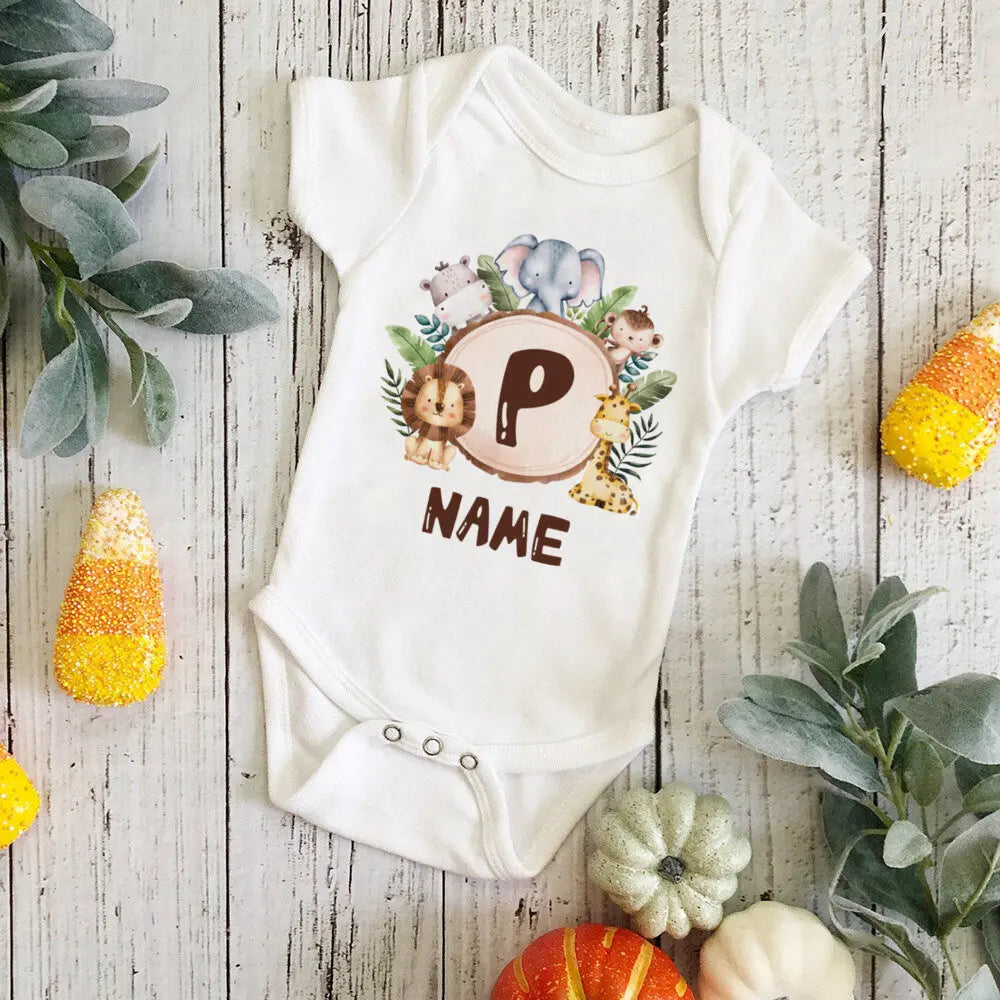 Gepersonaliseerd Leeuw Initiaal Baby Body