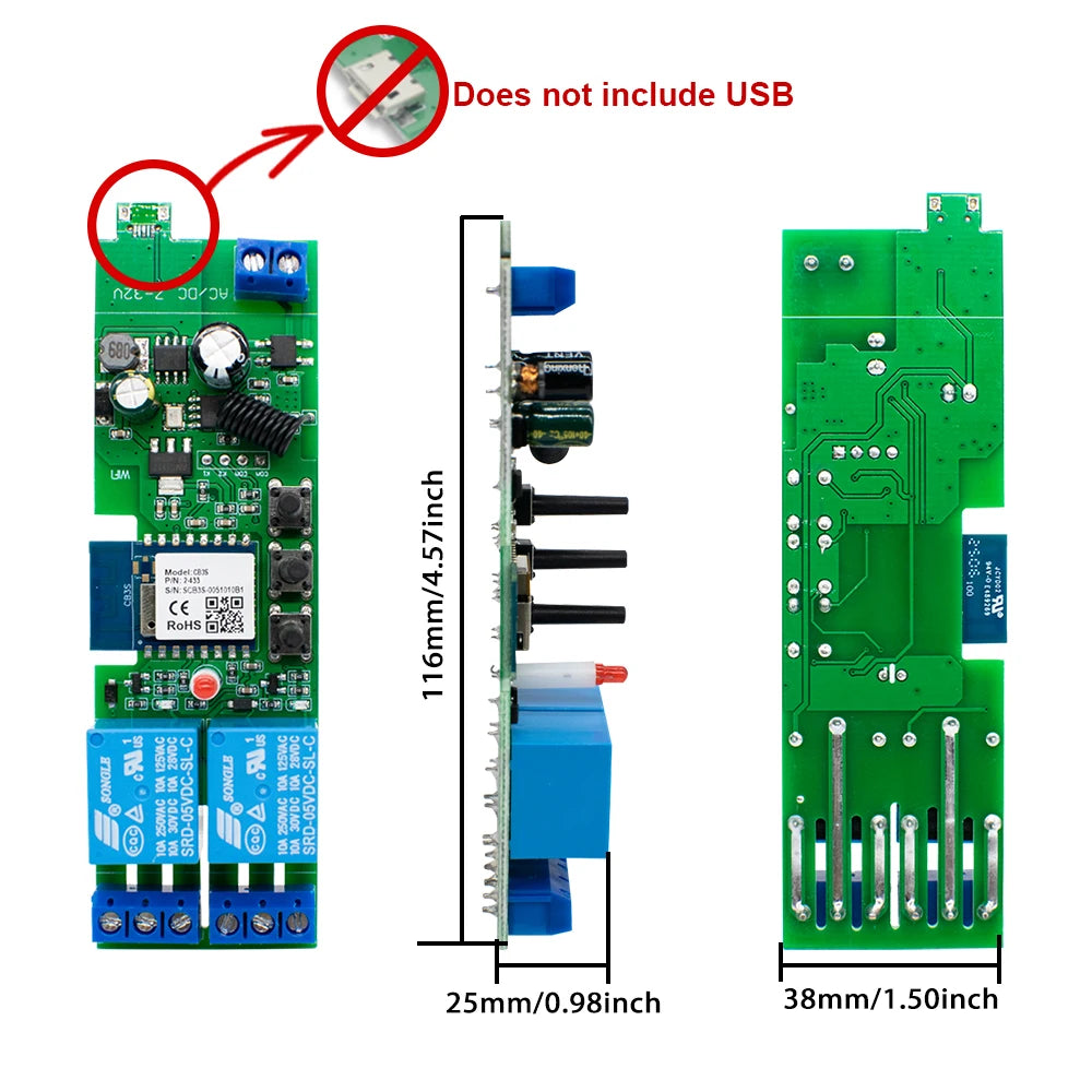 Tweerichting Wi-Fi droog-contact relaiscontroller