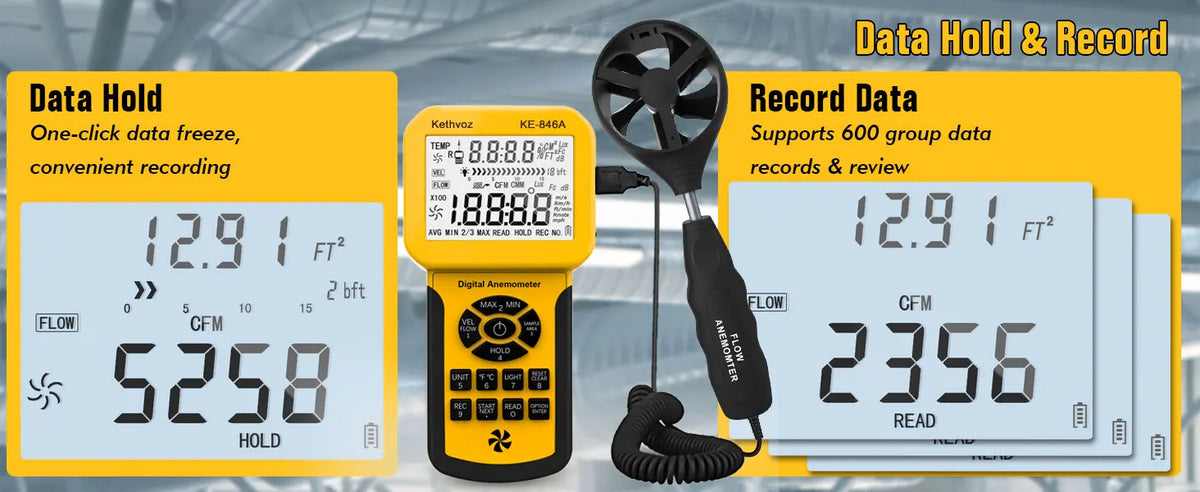 Digital Air Velocity and Airflow Meter - Model Options