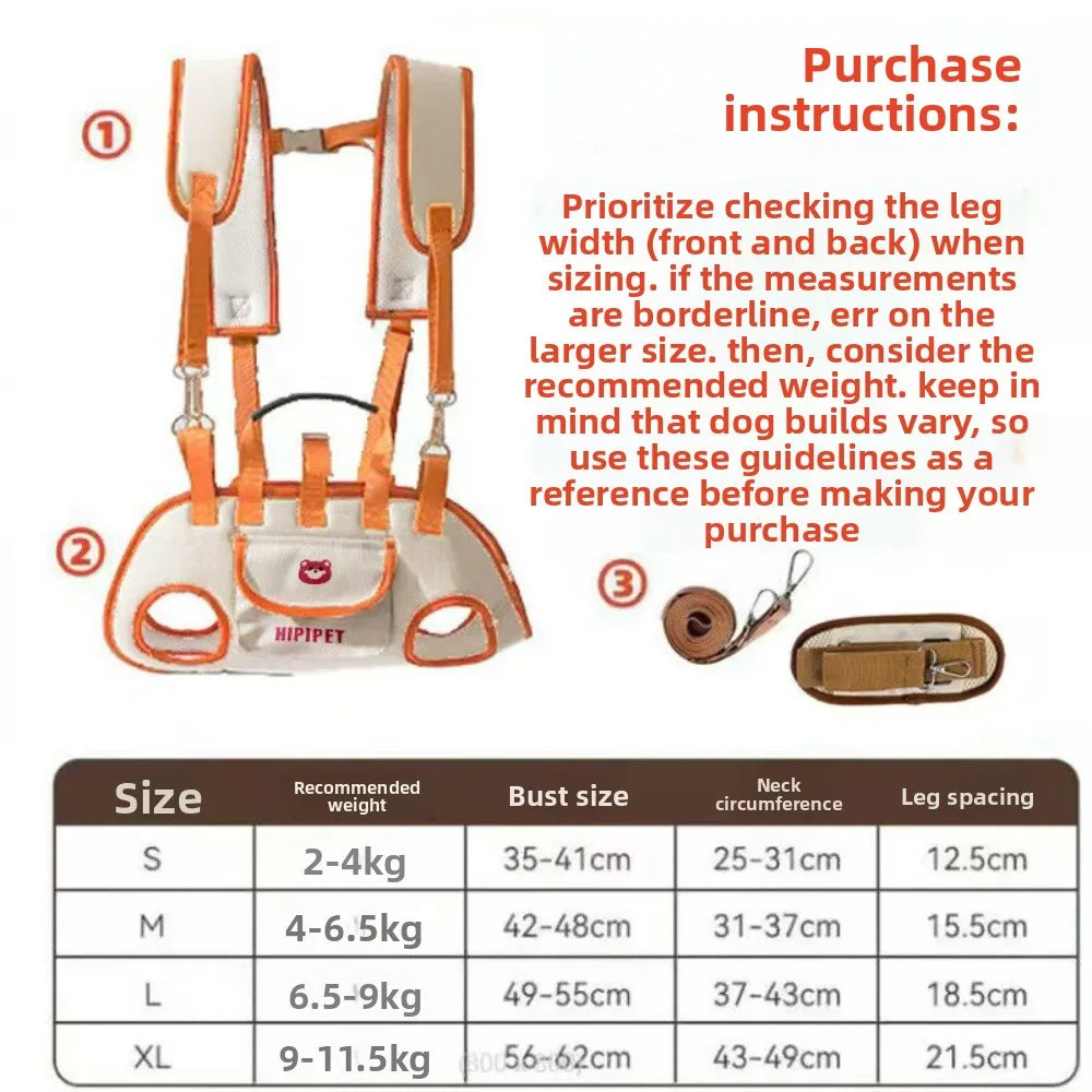 Pet Carrying Support Harness with Shoulder Strap