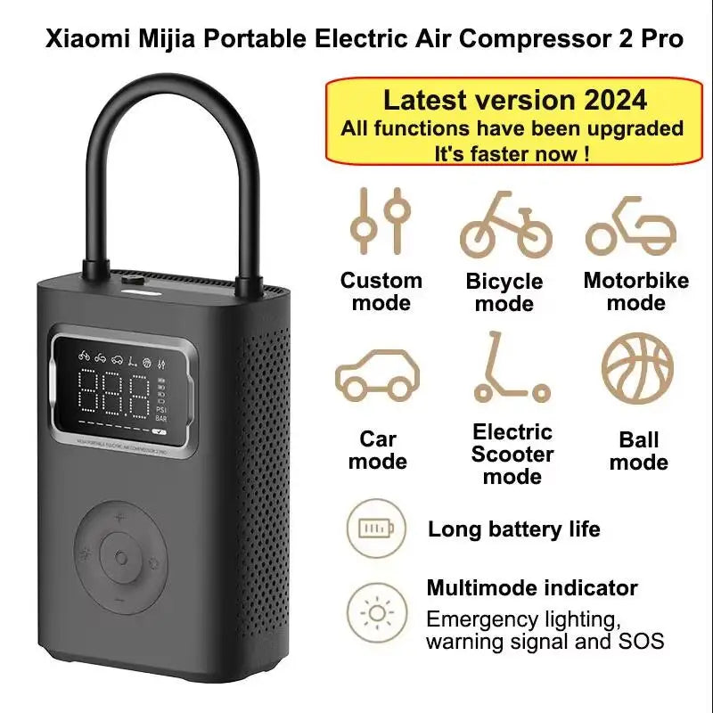 Xiaomi Mijia Portable Air Compressor 2 / 2D / 2PRO, Smart Digital Tire Pressure Detection Inflator, Portable Electric Air Pump