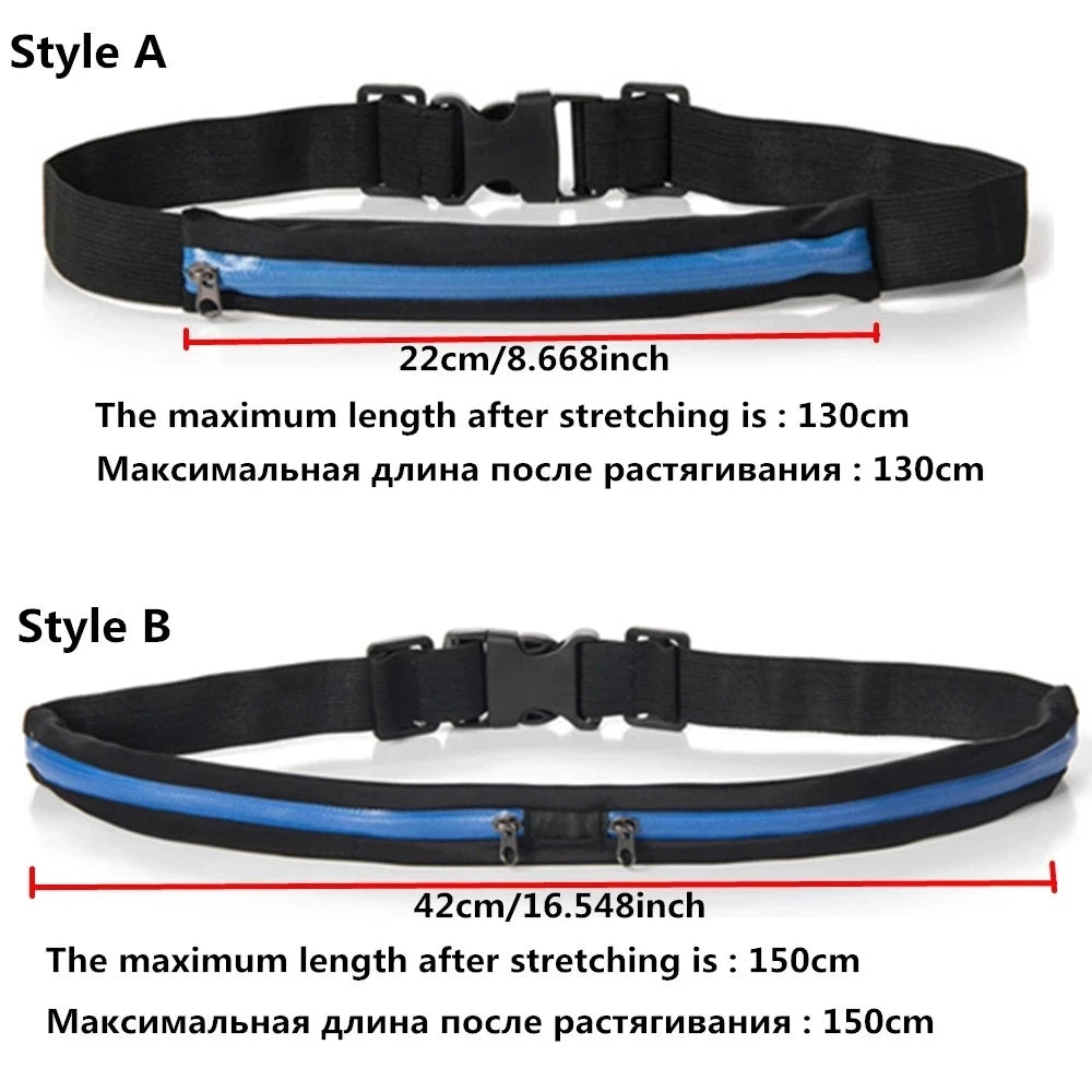 Running Waist Pack Double Pocket Waterproof Phone Belt Nylon Casual Small Fanny Bag Traveling Cycling Hiking Sport Gym Shopping 