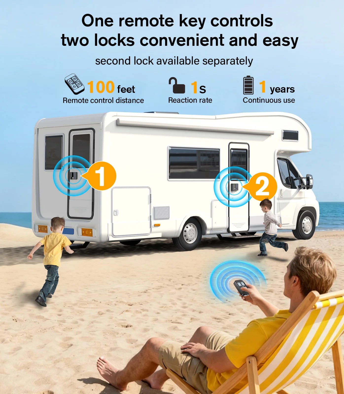Smart RV Door Lock with Fingerprint, Keypad Remote & Weatherproof Metal